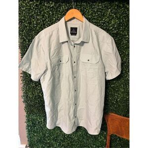 PrAna Mens Button Down Shirt Size XL Short Sleeve Blue